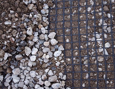 biaxial geogrid covered by roadbase