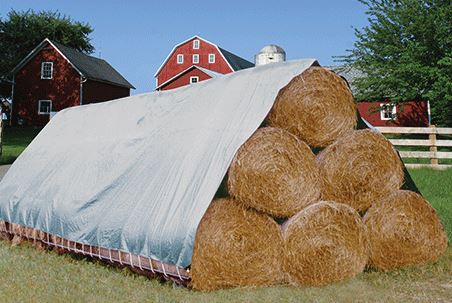 Hay Tarps constructed of heavy-duty woven fabric