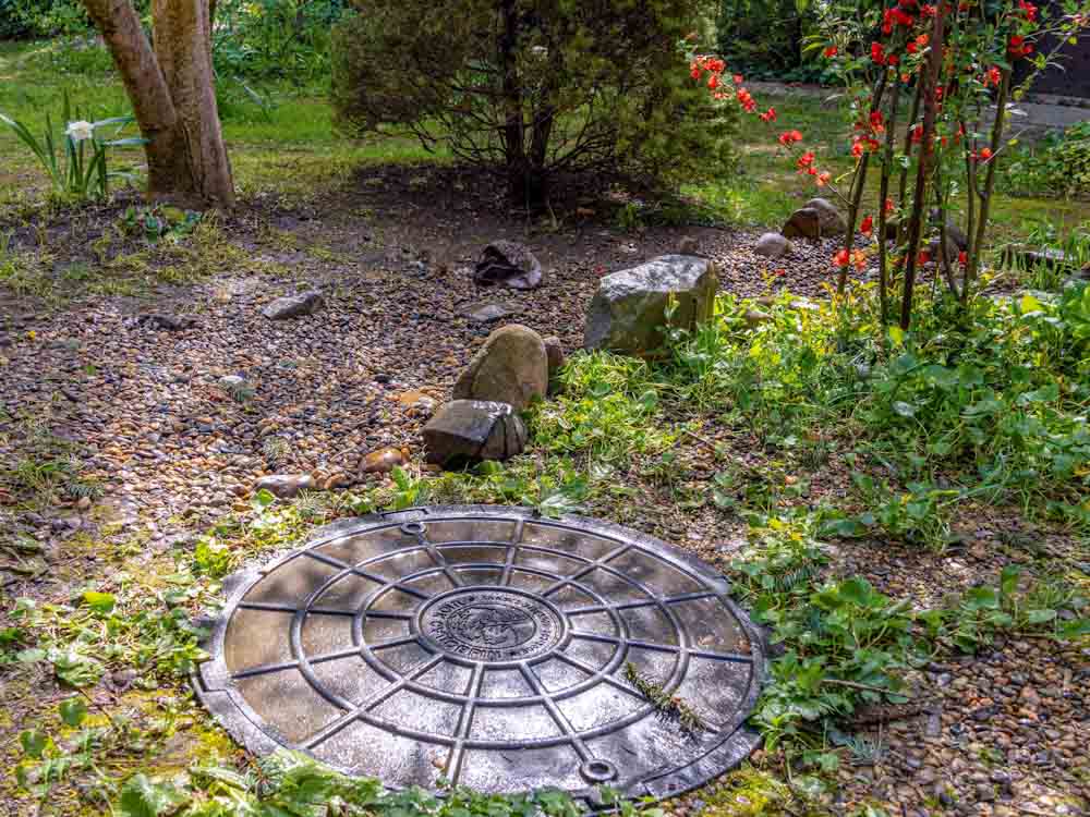 Drainfield area with fabric laid out