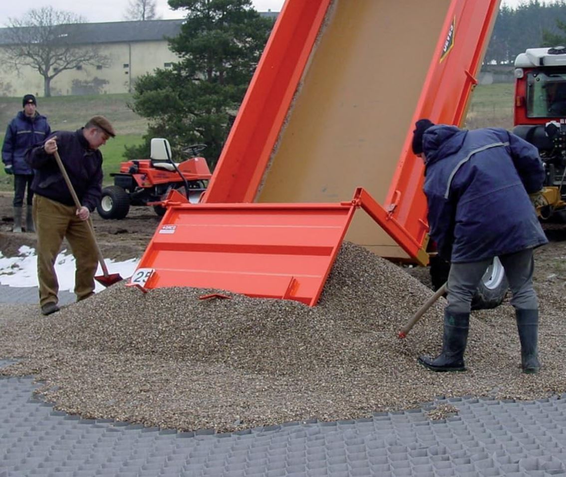 Filling DuPont GroundGrid cells with gravel